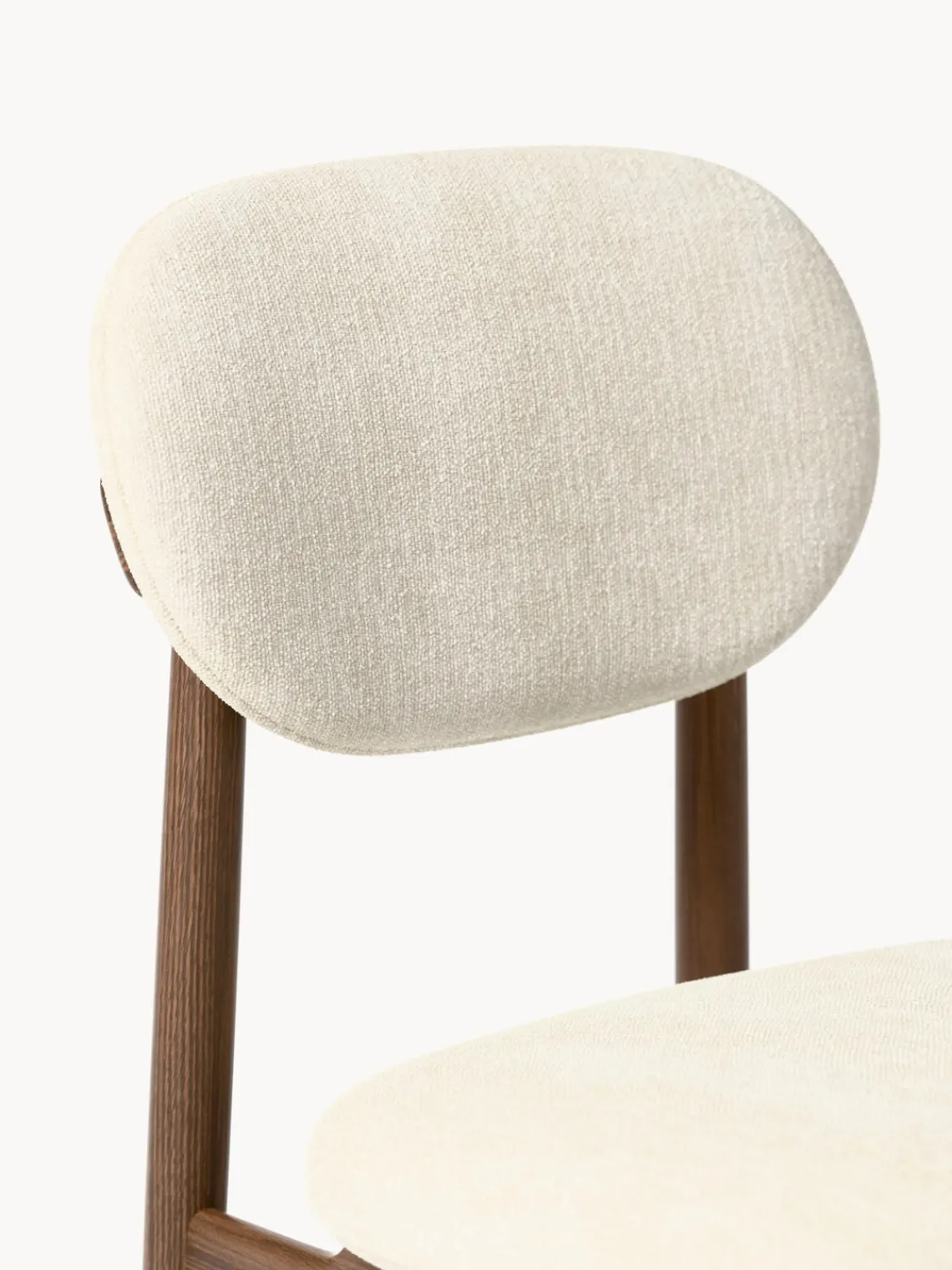 Sillas>Westwing Collection Silla tapizada Ash Tejido Off White, madera de fresno oscura