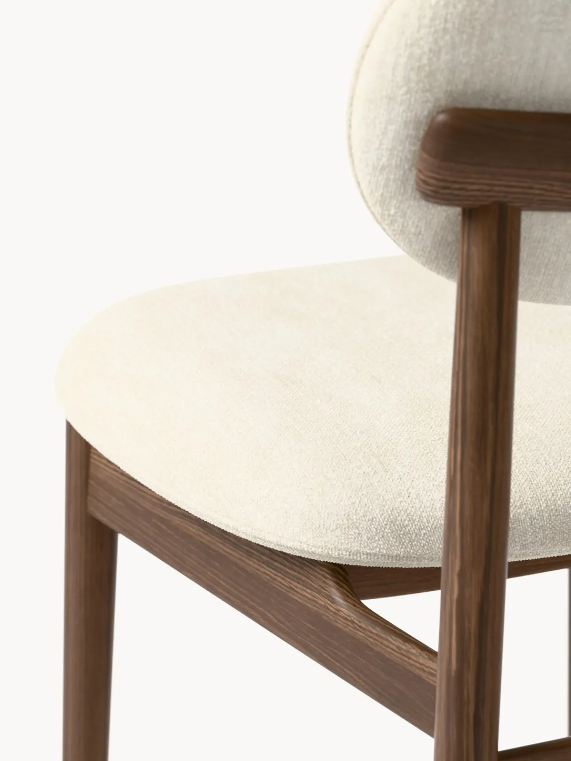 Sillas>Westwing Collection Silla tapizada Ash Tejido Off White, madera de fresno oscura