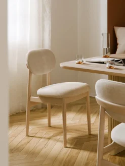 Sillas>Westwing Collection Silla tapizada Ash Tejido Off White, madera de fresno clara