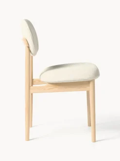 Sillas></noscript>Westwing Collection Silla tapizada Ash Tejido Off White, madera de fresno clara