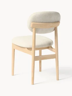 Sillas></noscript>Westwing Collection Silla tapizada Ash Tejido Off White, madera de fresno clara