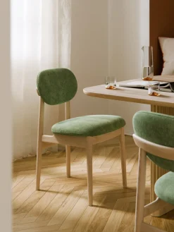 Sillas>Westwing Collection Silla tapizada Ash Tejido verde turquesa, madera de fresno clara