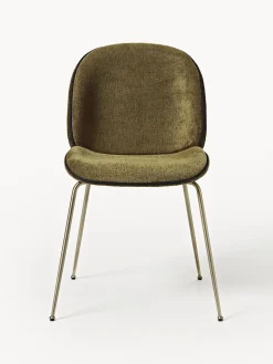 Sillas>GUBI Silla tapizada Beetle Verde oliva, dorado