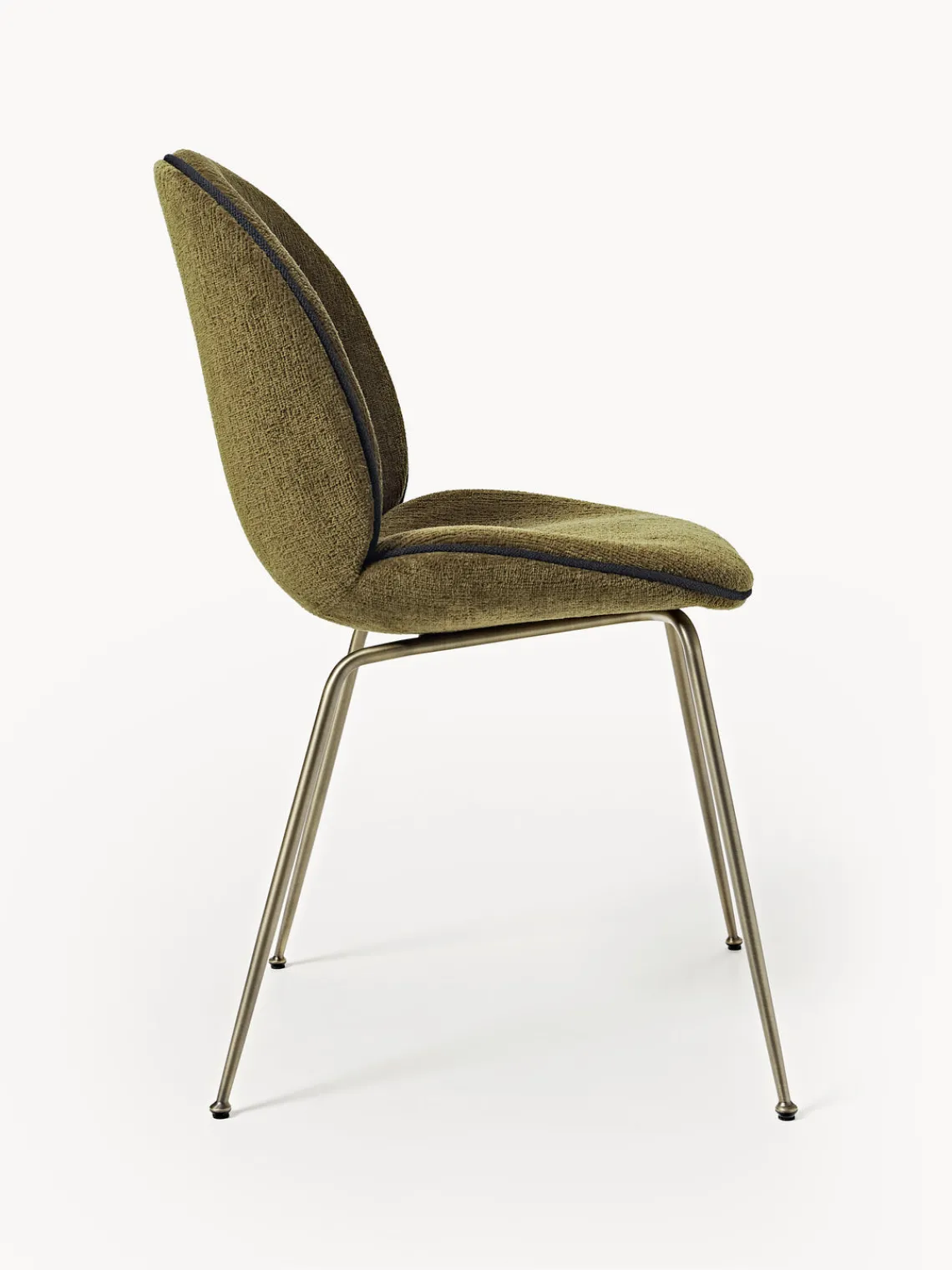 Sillas>GUBI Silla tapizada Beetle Verde oliva, dorado