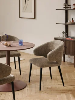 Sillas Con Reposabrazos|Sillas>Westwing Collection Silla tapizada Celia Bouclé verde oliva, negro mate