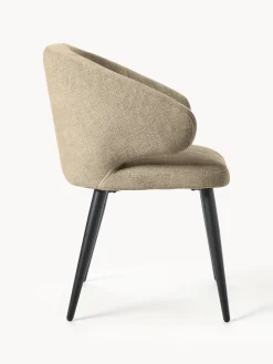 Sillas Con Reposabrazos|Sillas></noscript>Westwing Collection Silla tapizada Celia Bouclé verde oliva, negro mate