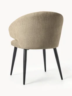 Sillas Con Reposabrazos|Sillas></noscript>Westwing Collection Silla tapizada Celia Bouclé verde oliva, negro mate