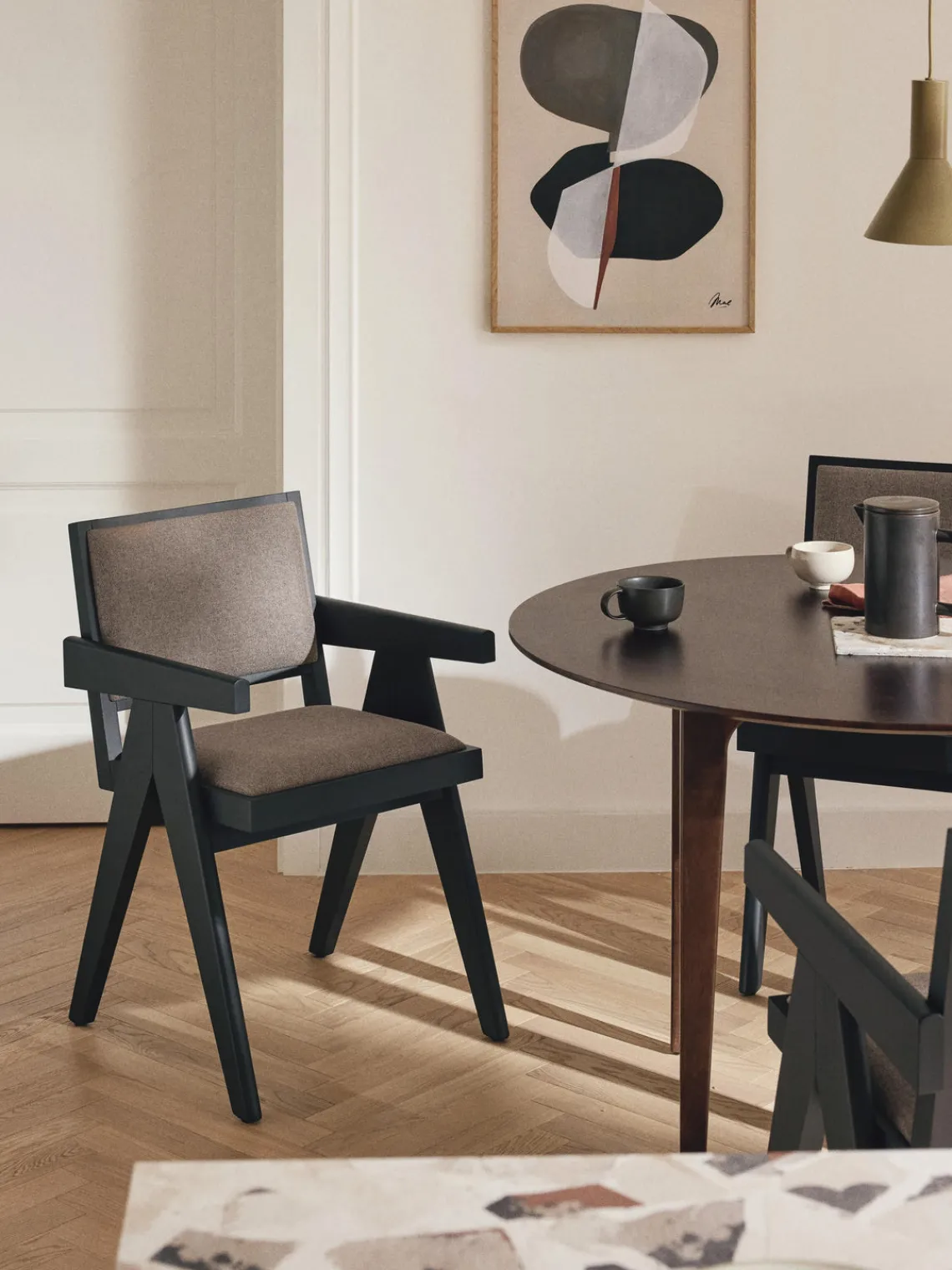 Sillas De Madera|Sillas Con Reposabrazos>Westwing Collection Silla tapizada con reposabrazos Sissi Tejido greige, negro