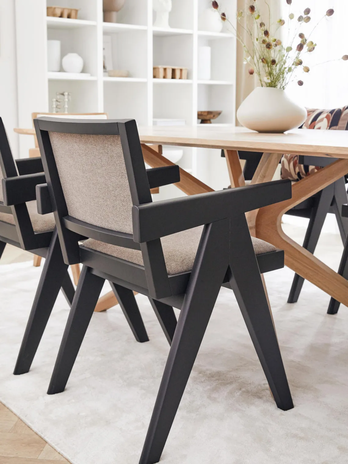 Sillas De Madera|Sillas Con Reposabrazos>Westwing Collection Silla tapizada con reposabrazos Sissi Tejido greige, negro