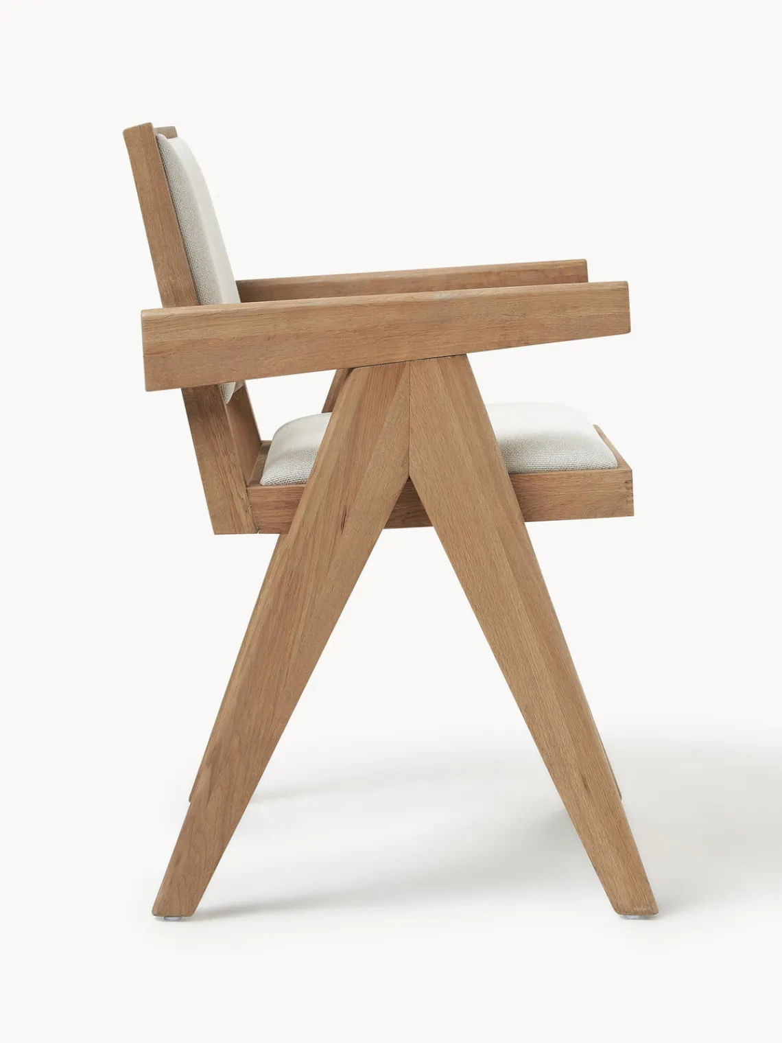 Sillas De Madera|Sillas Con Reposabrazos>Westwing Collection Silla tapizada con reposabrazos Sissi Tejido blanco crema, madera de roble clara