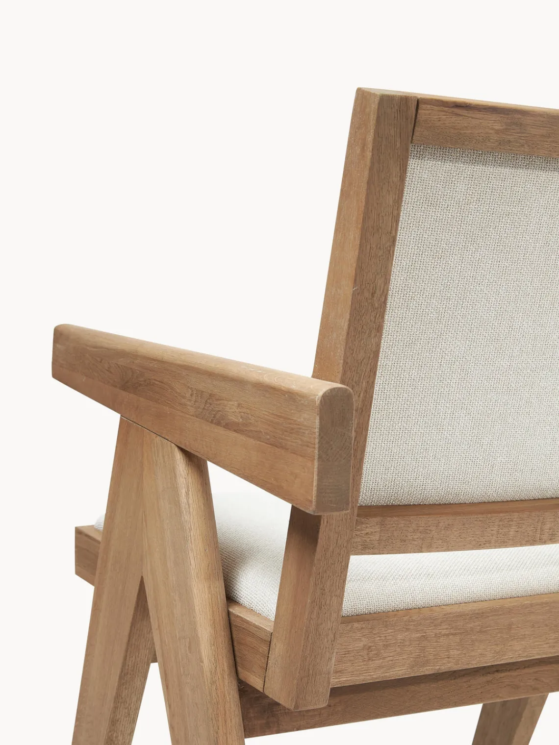 Sillas De Madera|Sillas Con Reposabrazos>Westwing Collection Silla tapizada con reposabrazos Sissi Tejido blanco crema, madera de roble clara