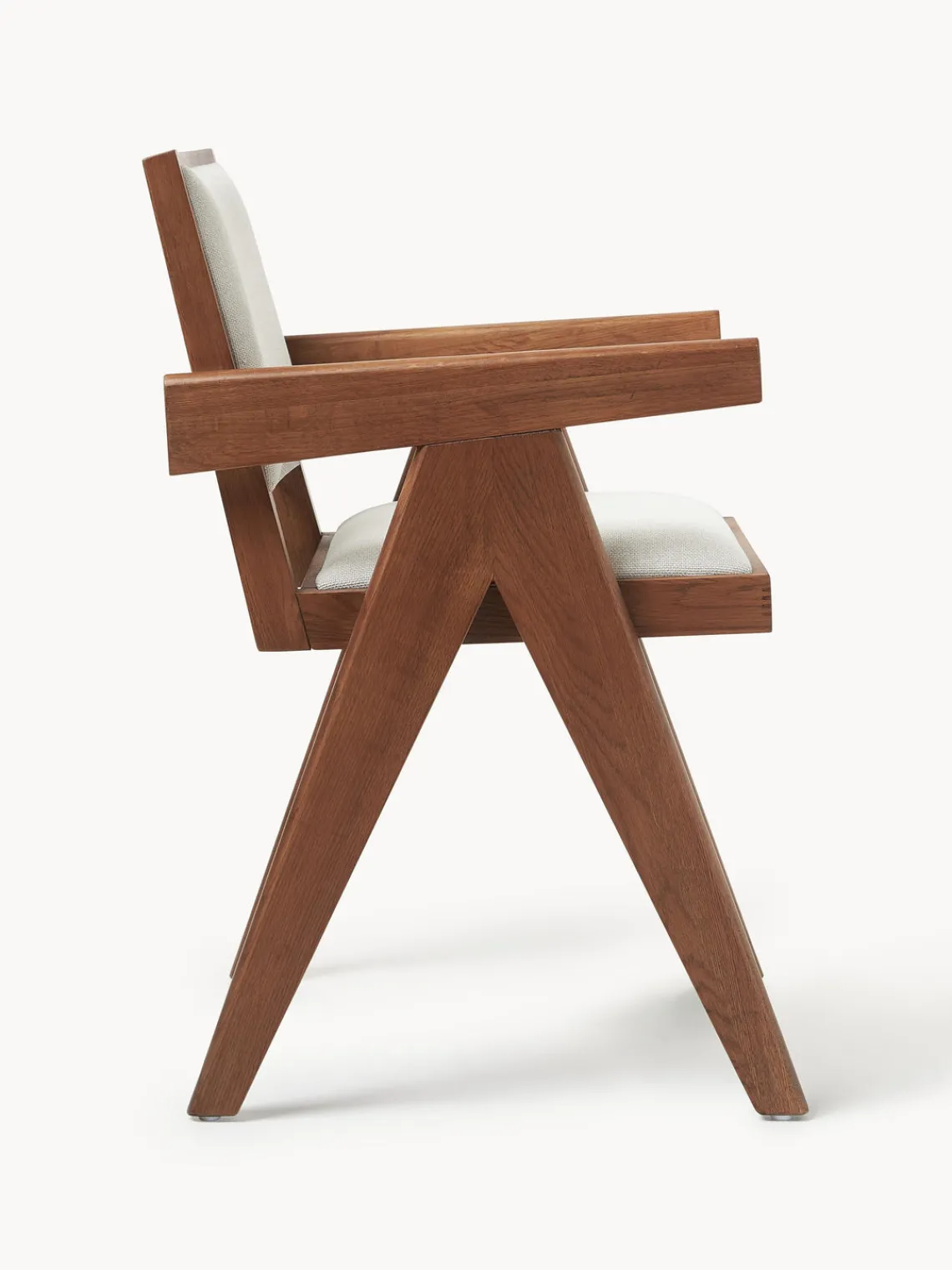 Sillas De Madera|Sillas Con Reposabrazos>Westwing Collection Silla tapizada con reposabrazos Sissi Tejido blanco crema, madera de roble oscura