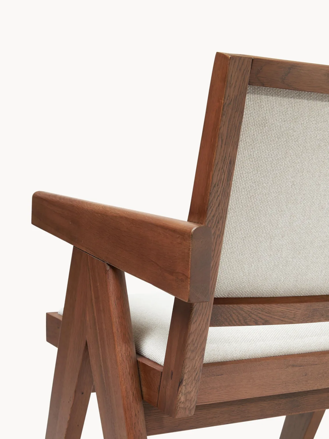 Sillas De Madera|Sillas Con Reposabrazos>Westwing Collection Silla tapizada con reposabrazos Sissi Tejido blanco crema, madera de roble oscura