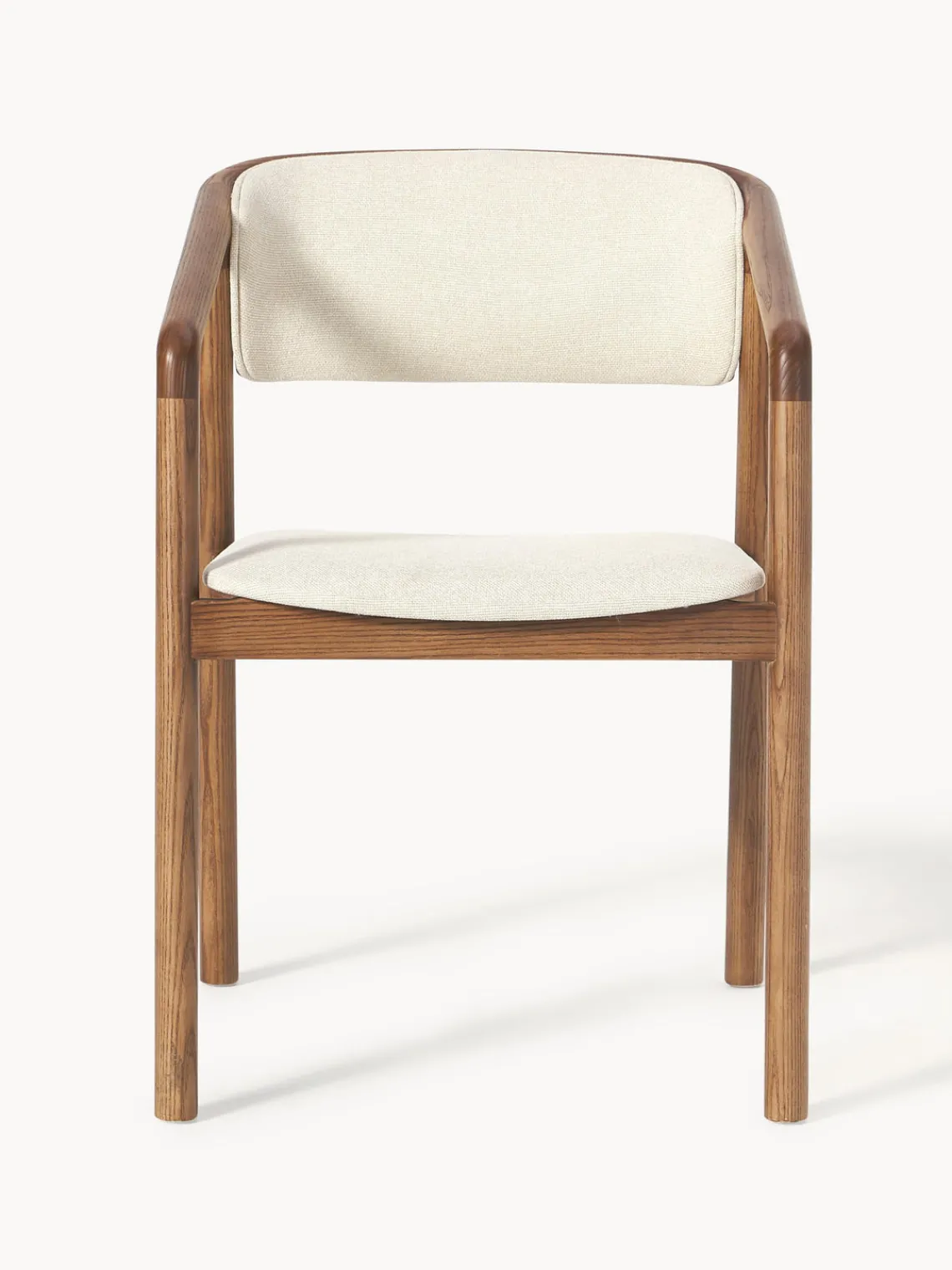 Sillas Con Reposabrazos|Sillas>Westwing Collection Silla tapizada con reposabrazos Gali Tejido blanco Off White, madera de fresno oscura