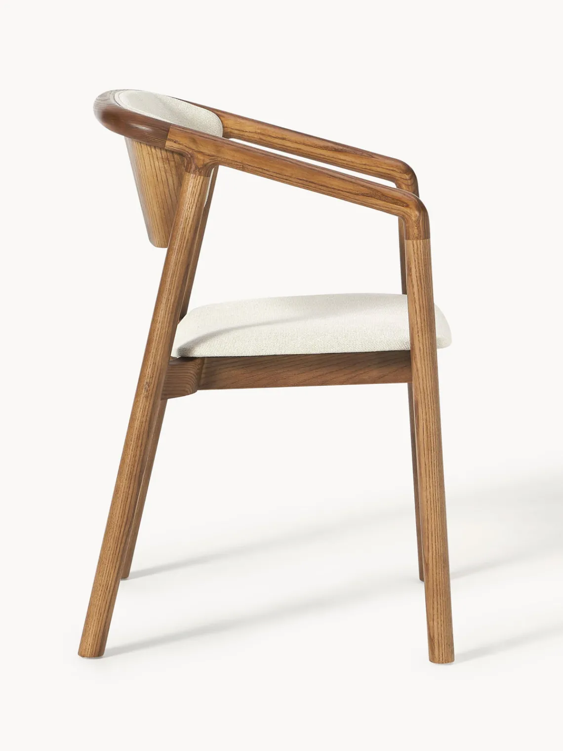 Sillas Con Reposabrazos|Sillas>Westwing Collection Silla tapizada con reposabrazos Gali Tejido blanco Off White, madera de fresno oscura