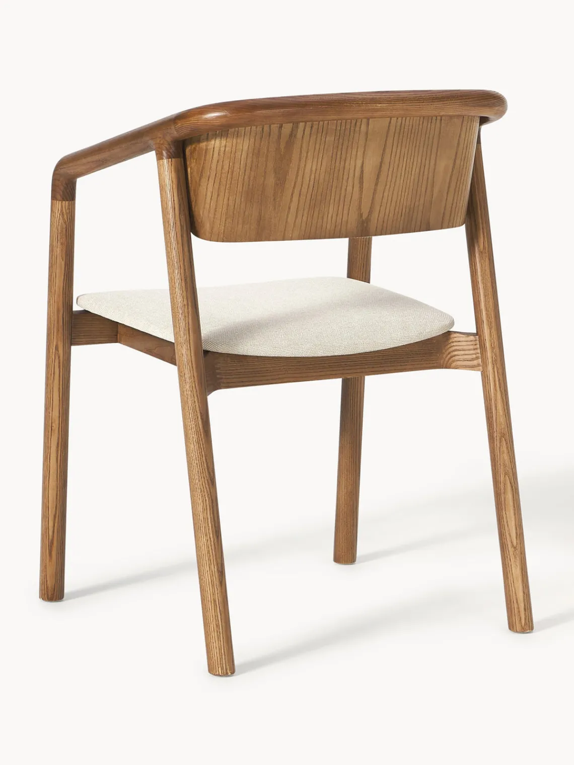 Sillas Con Reposabrazos|Sillas>Westwing Collection Silla tapizada con reposabrazos Gali Tejido blanco Off White, madera de fresno oscura