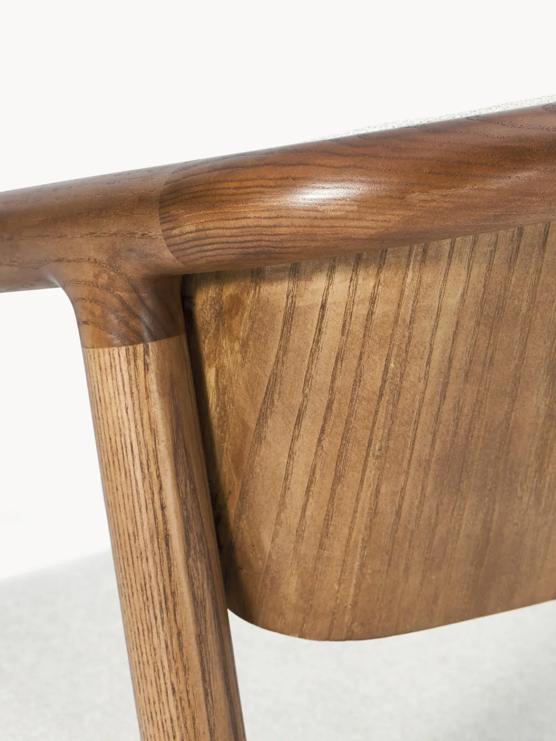 Sillas Con Reposabrazos|Sillas>Westwing Collection Silla tapizada con reposabrazos Gali Tejido blanco Off White, madera de fresno oscura