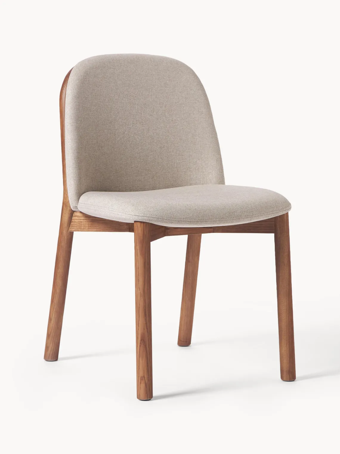 Sillas De Madera|Sillas>Westwing Collection Silla tapizada de madera de fresno Julie Tejido fino greige, madera de fresno lacada en oscuro