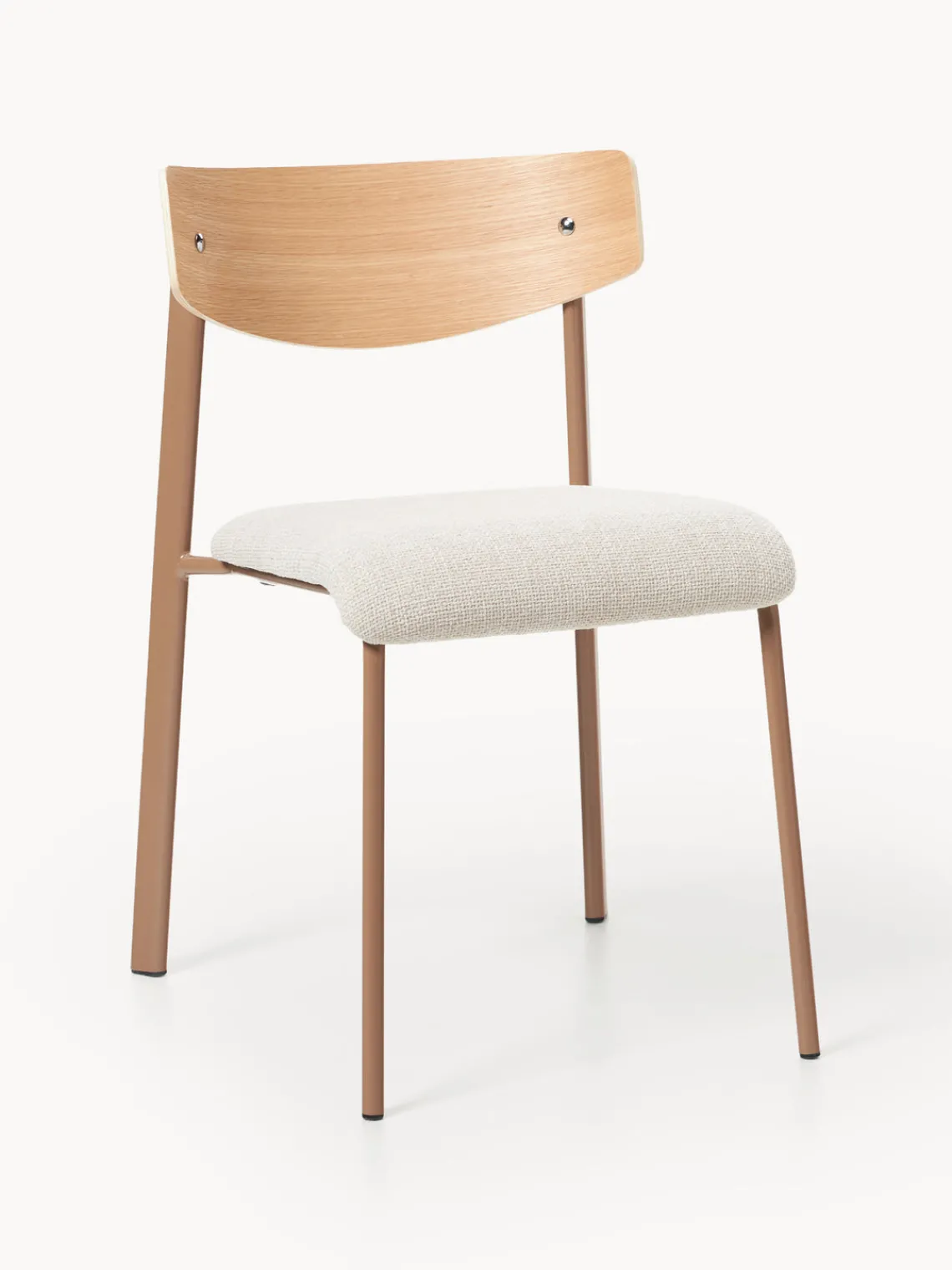 Sillas>Westwing Collection Silla tapizada de madera de roble Nadia Tejido blanco Off White, madera de roble lacada