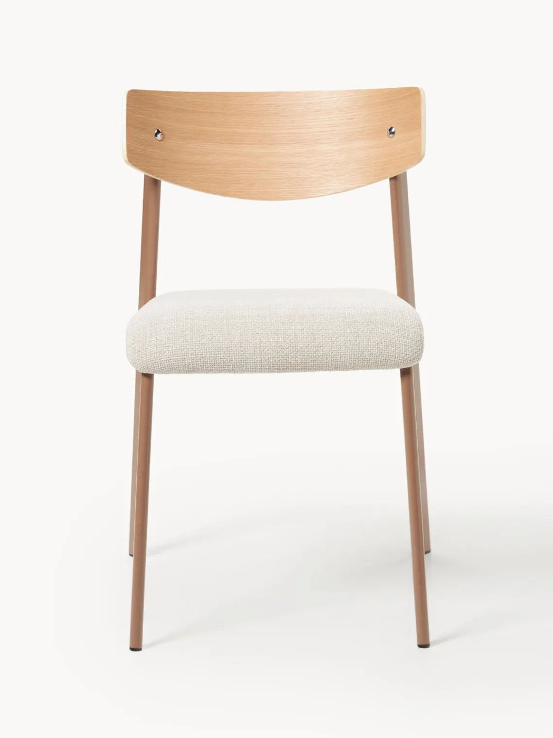 Sillas>Westwing Collection Silla tapizada de madera de roble Nadia Tejido blanco Off White, madera de roble lacada