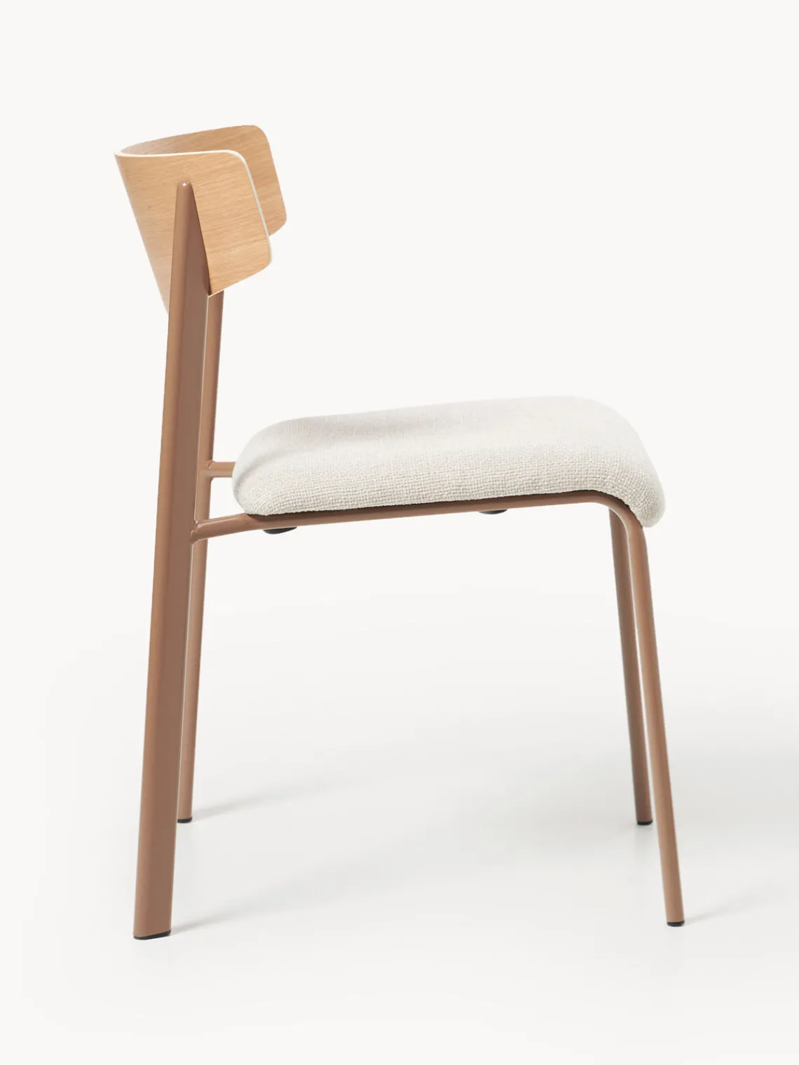 Sillas>Westwing Collection Silla tapizada de madera de roble Nadia Tejido blanco Off White, madera de roble lacada
