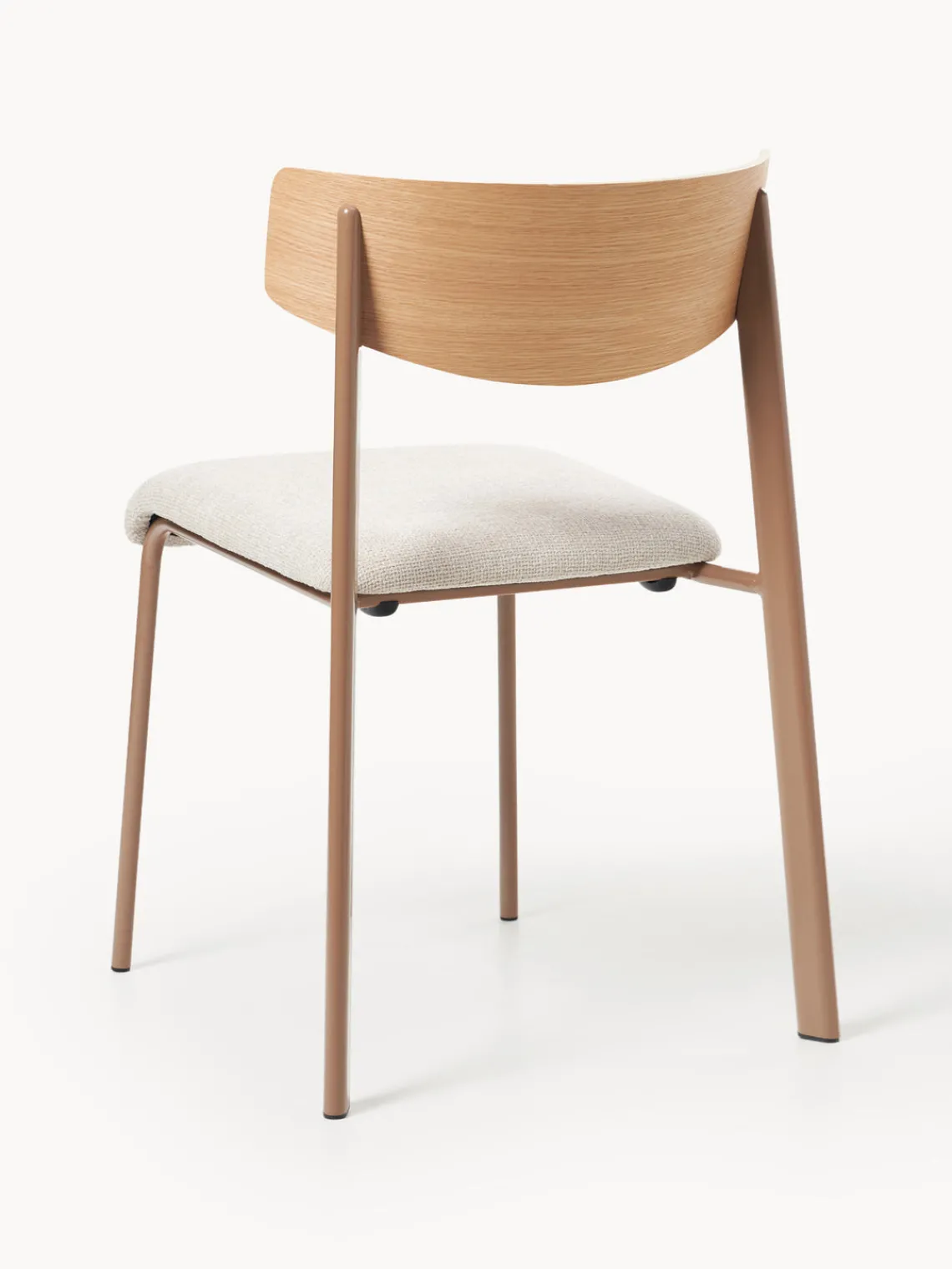 Sillas>Westwing Collection Silla tapizada de madera de roble Nadia Tejido blanco Off White, madera de roble lacada