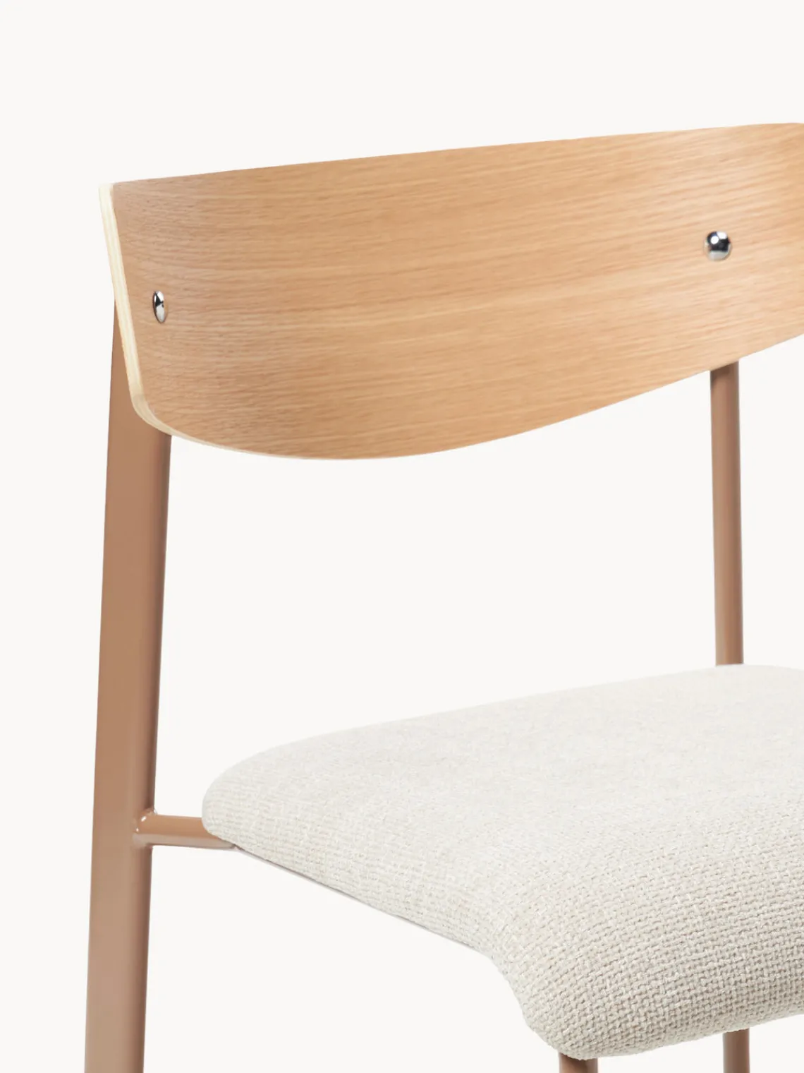 Sillas>Westwing Collection Silla tapizada de madera de roble Nadia Tejido blanco Off White, madera de roble lacada