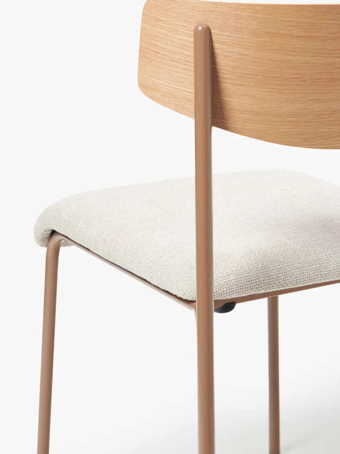 Sillas>Westwing Collection Silla tapizada de madera de roble Nadia Tejido blanco Off White, madera de roble lacada