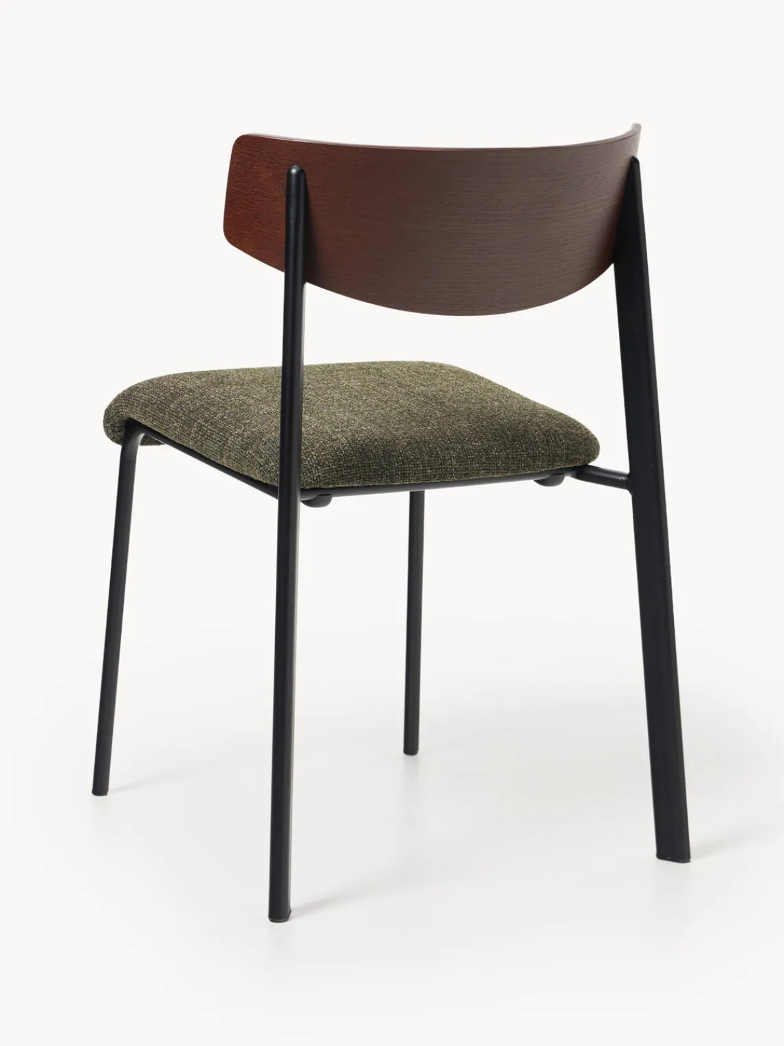 Sillas>Westwing Collection Silla tapizada de madera de roble Nadia Tejido verde oliva, madera de roble lacada en marrón