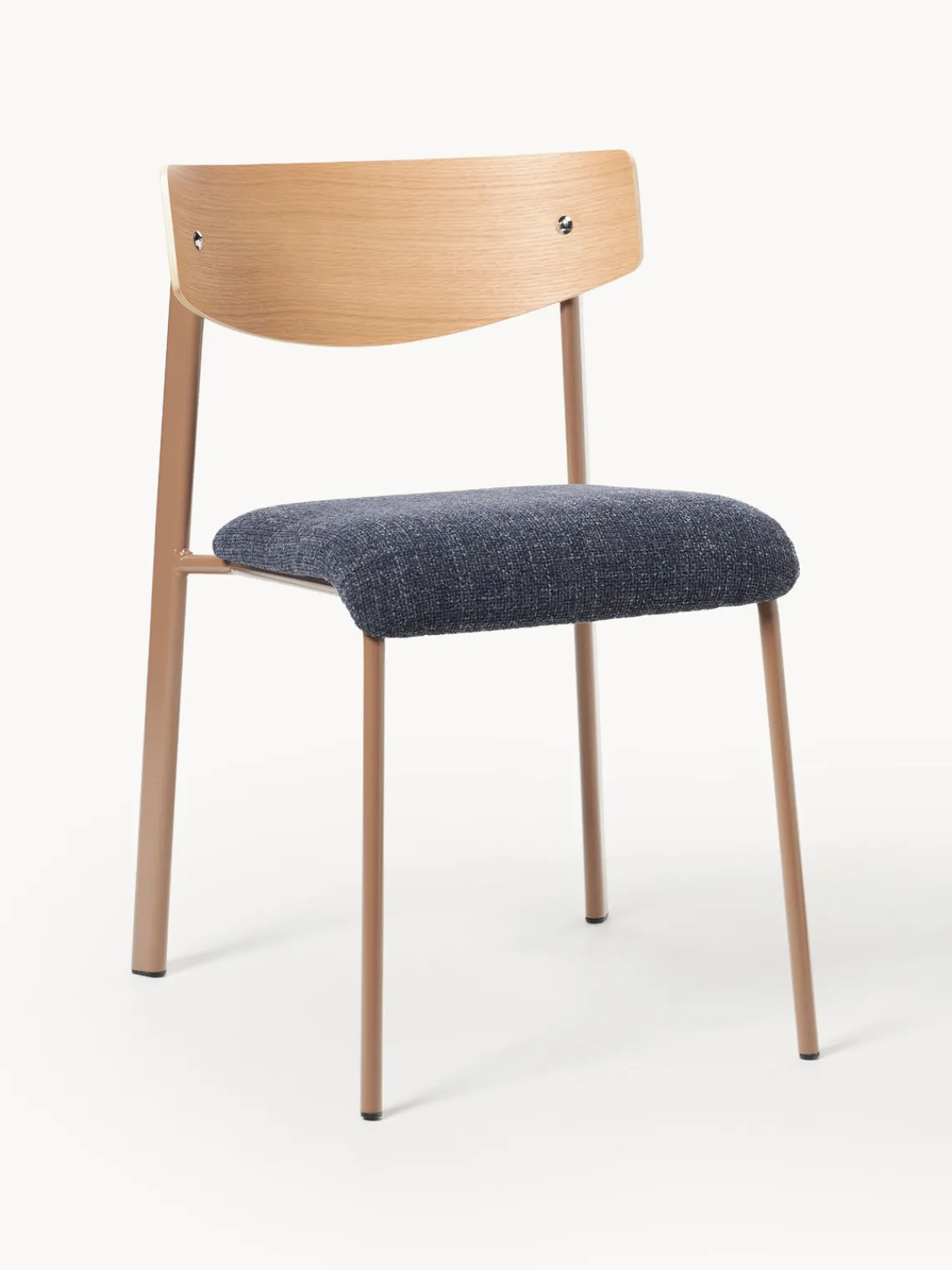 Sillas>Westwing Collection Silla tapizada de madera de roble Nadia Tejido gris azulado, madera de roble lacada