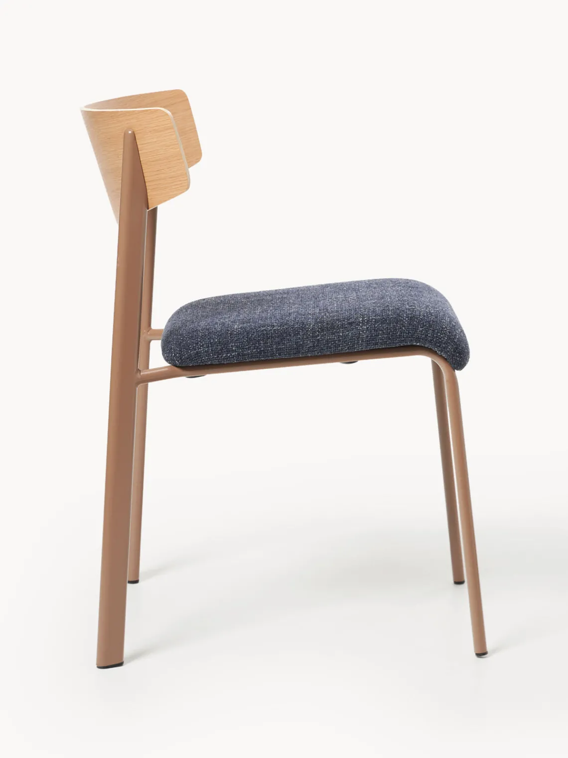 Sillas>Westwing Collection Silla tapizada de madera de roble Nadia Tejido gris azulado, madera de roble lacada