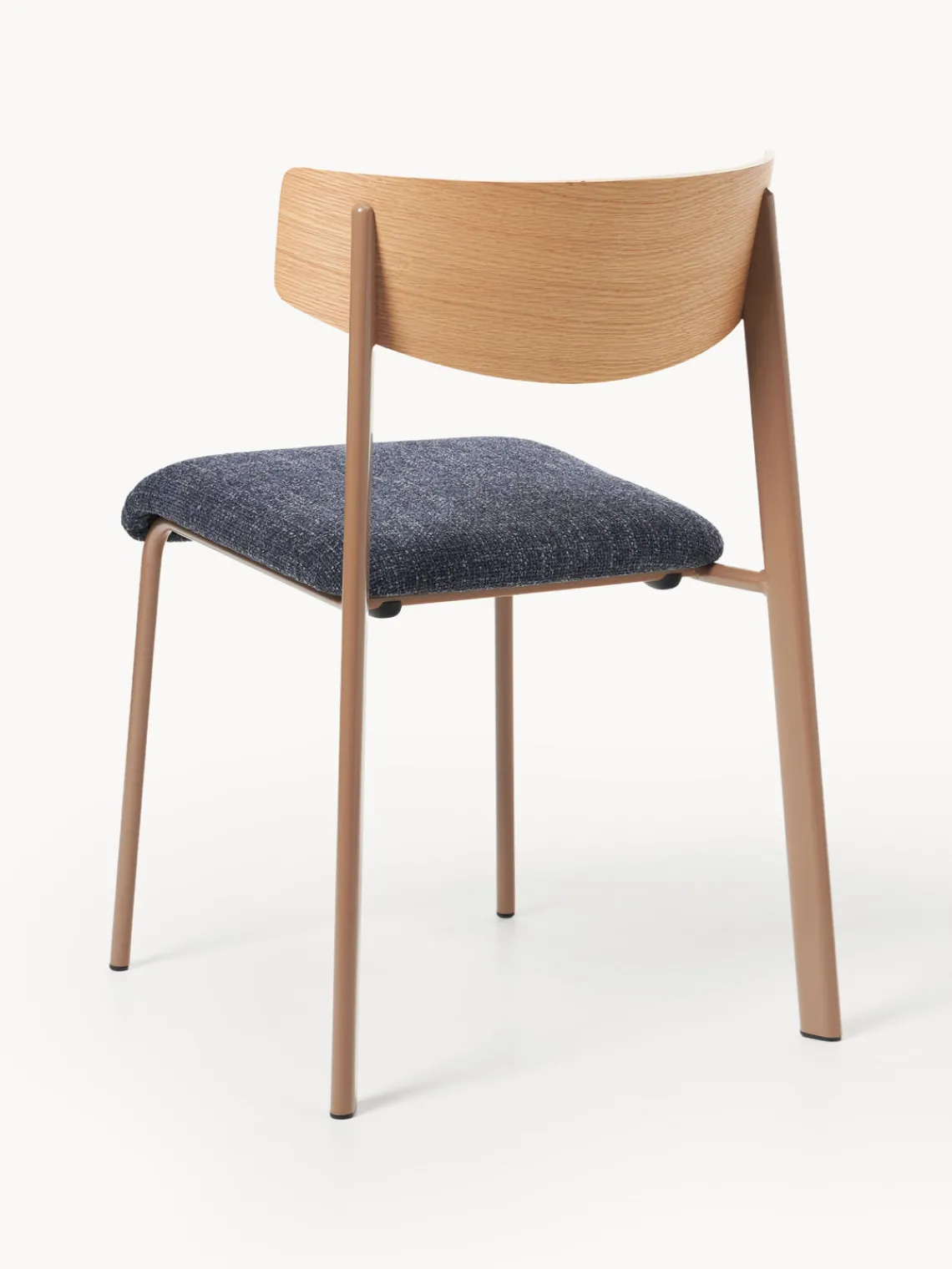 Sillas>Westwing Collection Silla tapizada de madera de roble Nadia Tejido gris azulado, madera de roble lacada