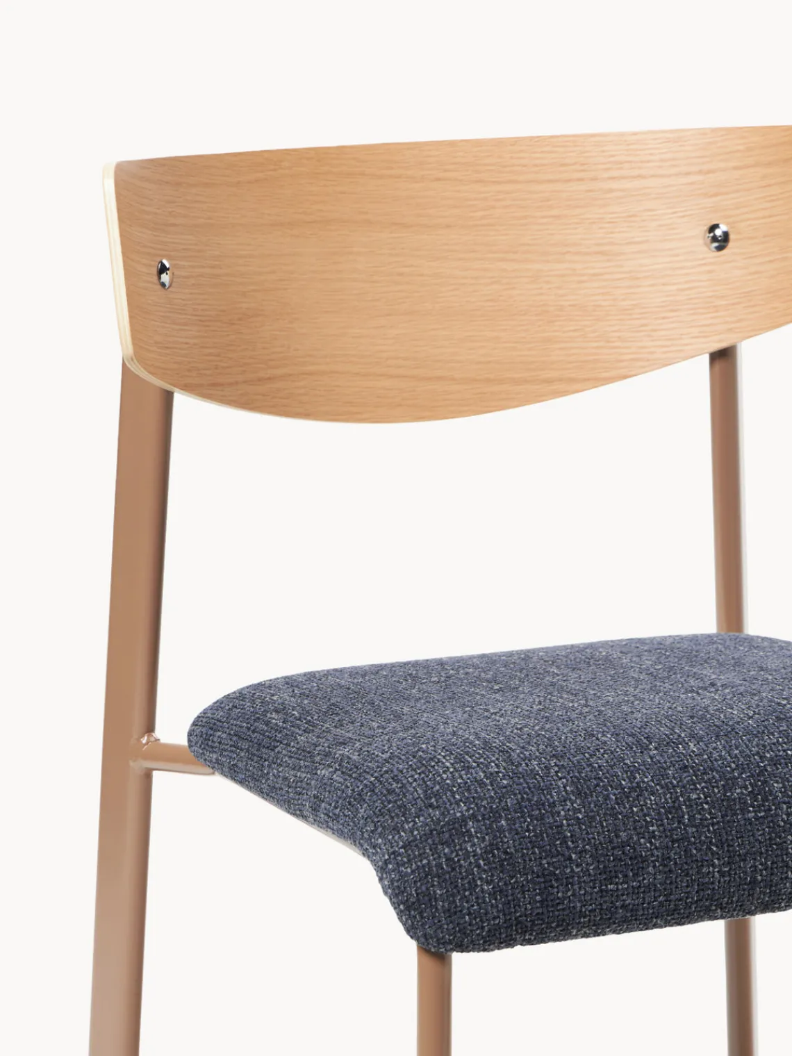 Sillas>Westwing Collection Silla tapizada de madera de roble Nadia Tejido gris azulado, madera de roble lacada