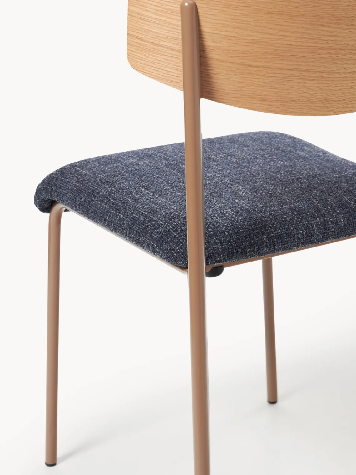 Sillas>Westwing Collection Silla tapizada de madera de roble Nadia Tejido gris azulado, madera de roble lacada