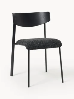 Sillas>Westwing Collection Silla tapizada de madera de roble Nadia Tejido gris antracita, madera de roble lacada en negro