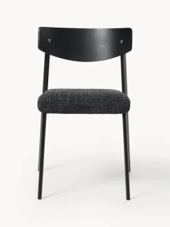 Sillas>Westwing Collection Silla tapizada de madera de roble Nadia Tejido gris antracita, madera de roble lacada en negro