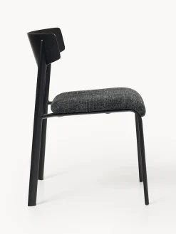 Sillas></noscript>Westwing Collection Silla tapizada de madera de roble Nadia Tejido gris antracita, madera de roble lacada en negro