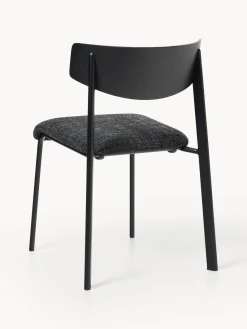 Sillas></noscript>Westwing Collection Silla tapizada de madera de roble Nadia Tejido gris antracita, madera de roble lacada en negro