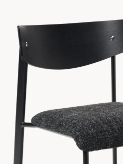 Sillas></noscript>Westwing Collection Silla tapizada de madera de roble Nadia Tejido gris antracita, madera de roble lacada en negro