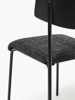 Sillas></noscript>Westwing Collection Silla tapizada de madera de roble Nadia Tejido gris antracita, madera de roble lacada en negro