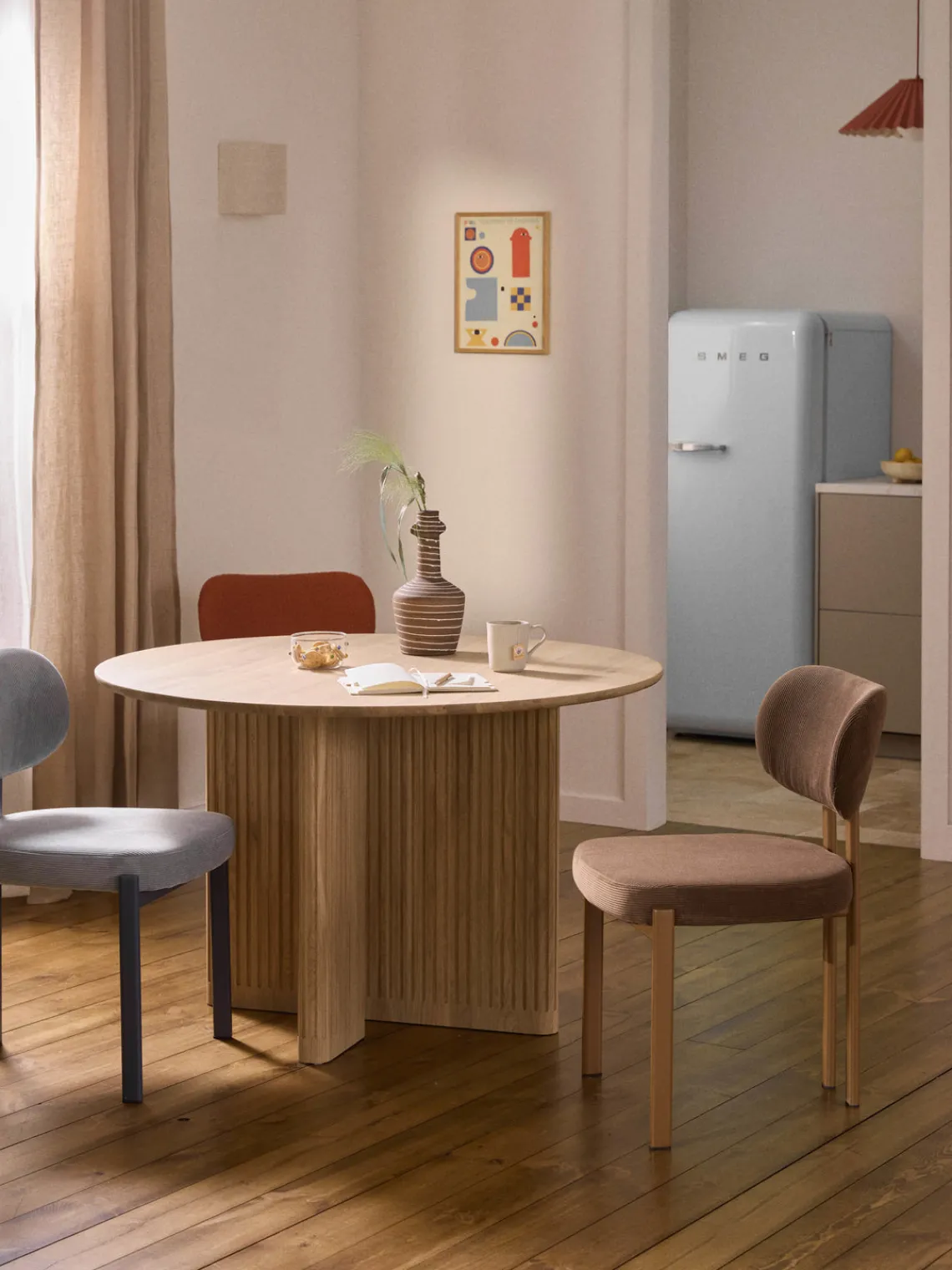 Sillas>Westwing Collection Silla tapizada de pana Adrien Pana marrón, marrón claro