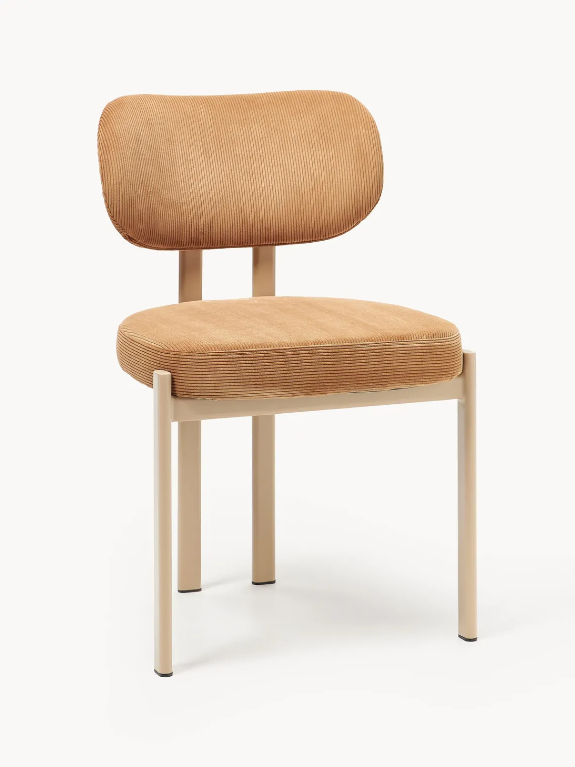 Sillas>Westwing Collection Silla tapizada de pana Adrien Pana marrón claro, blanco crema