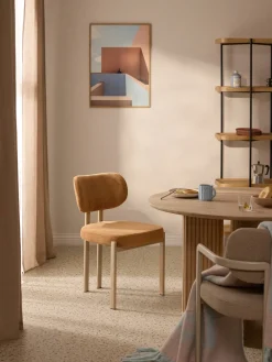 Sillas>Westwing Collection Silla tapizada de pana Adrien Pana marrón claro, blanco crema