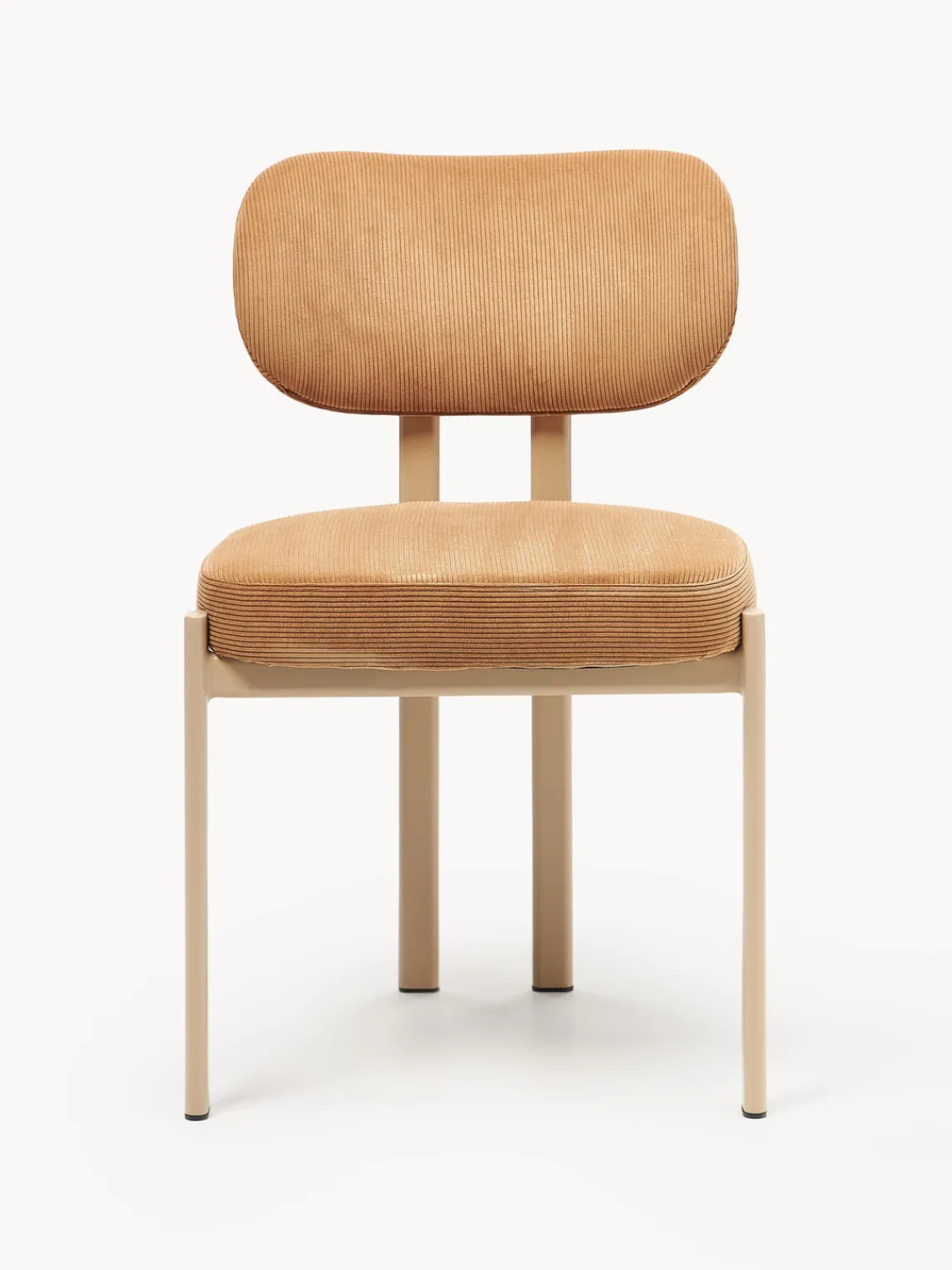 Sillas>Westwing Collection Silla tapizada de pana Adrien Pana marrón claro, blanco crema