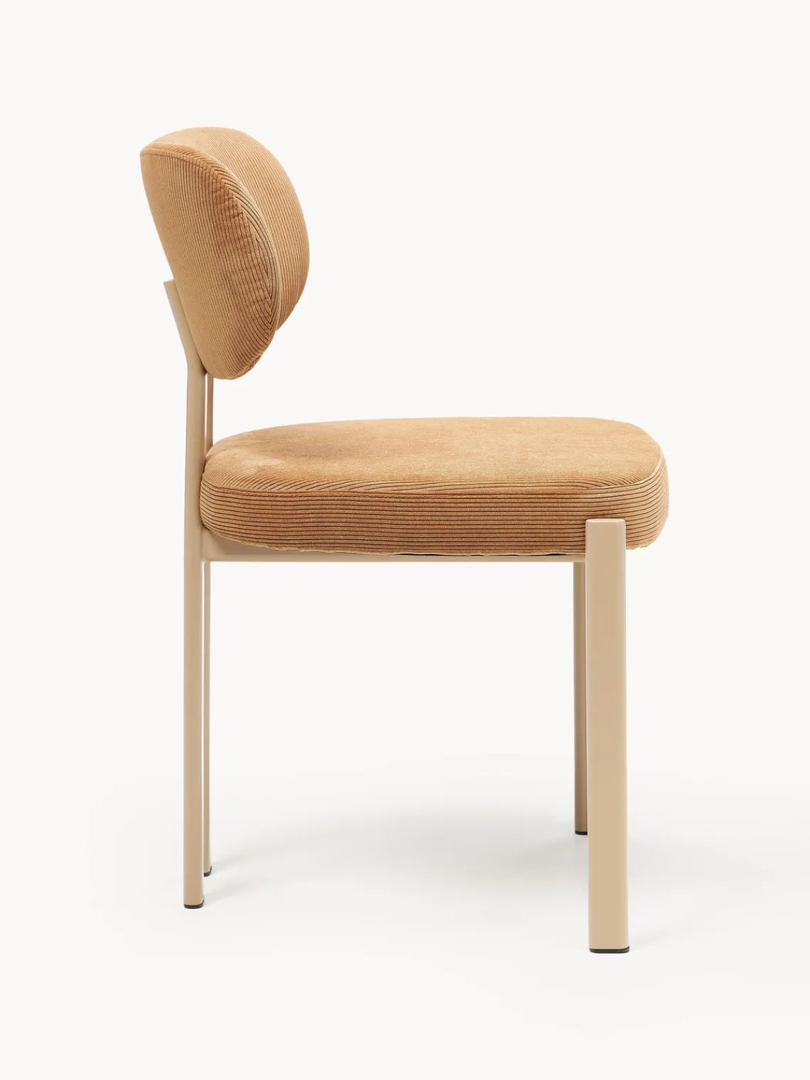 Sillas>Westwing Collection Silla tapizada de pana Adrien Pana marrón claro, blanco crema