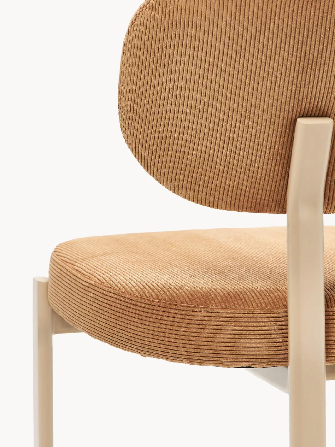 Sillas>Westwing Collection Silla tapizada de pana Adrien Pana marrón claro, blanco crema