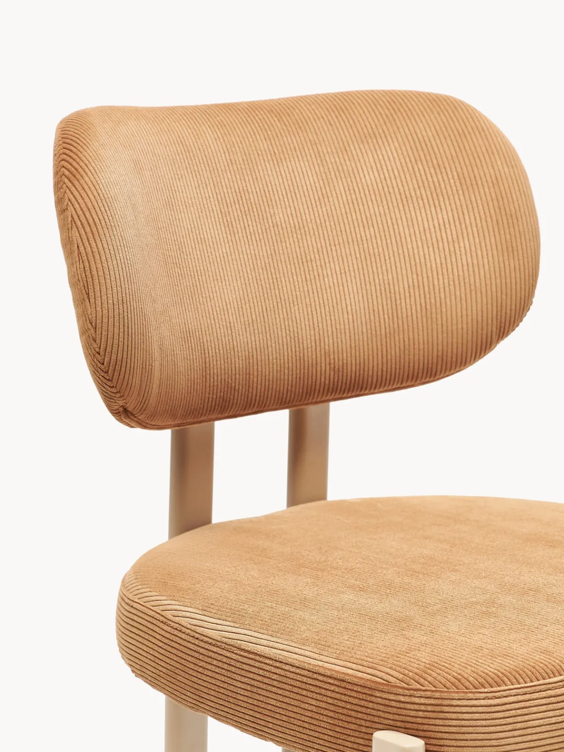 Sillas>Westwing Collection Silla tapizada de pana Adrien Pana marrón claro, blanco crema