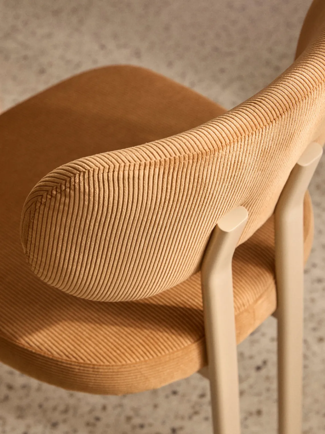 Sillas>Westwing Collection Silla tapizada de pana Adrien Pana marrón claro, blanco crema