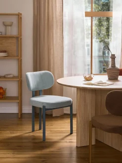 Sillas>Westwing Collection Silla tapizada de pana Adrien Pana azul claro, azul