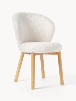 Sillas>Westwing Collection Silla tapizada en borreguillo Serena Borreguillo blanco, madera de fresno